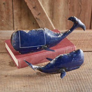 Recycled Metal Whales - Set of 2
