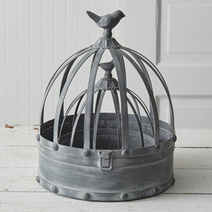 Metal Cloches with Songbirds (Set of 2)