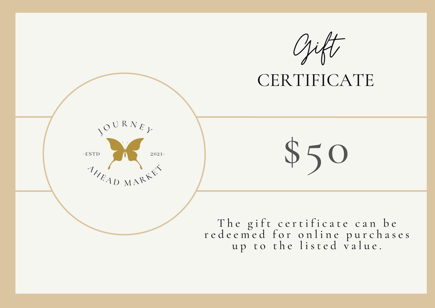 Journey Ahead Market Gift Certificate