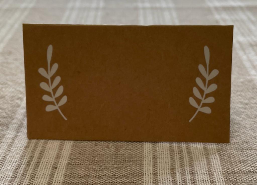 Earthy Kraft Paper Place Cards with White Laurel Leaves (Pack of 10)