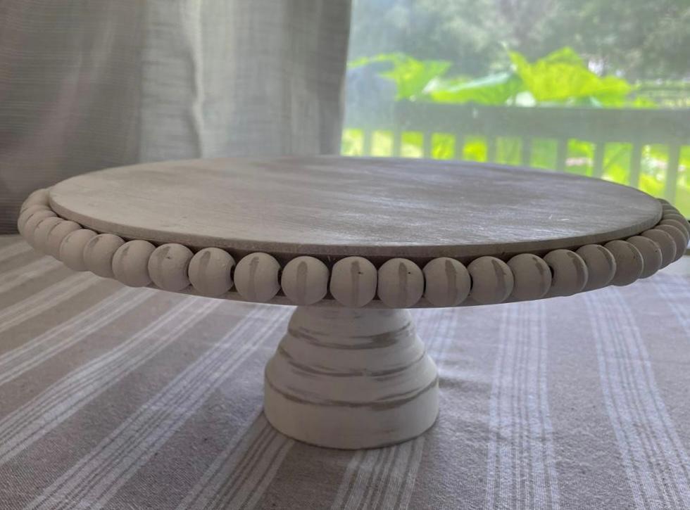 Beaded Distressed Cake Stand