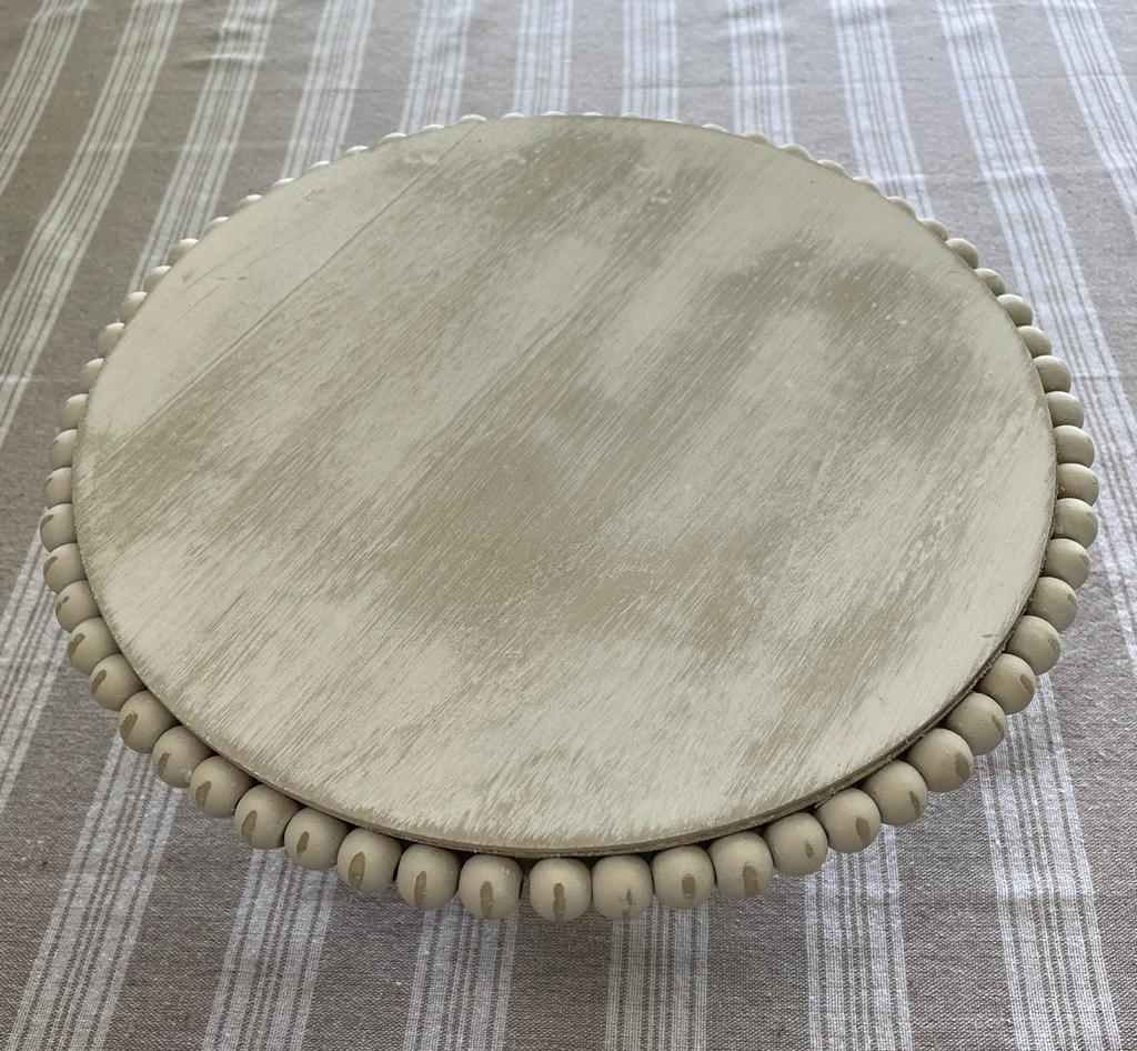 Beaded Distressed Cake Stand