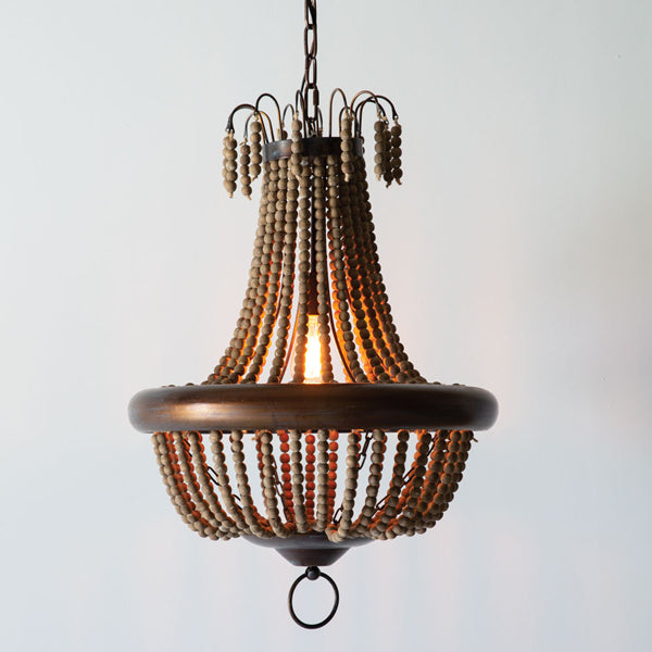 Milos Wood Beaded Pendant Chandelier