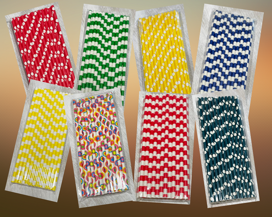 Paper Straws in Bright Primary Colors (Packs of 25)