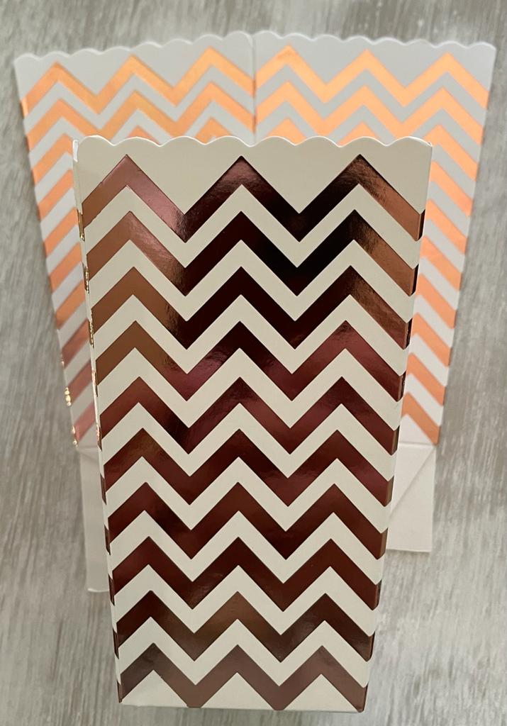 Rose Gold Metallic Paper Party Favor Boxes in Six (6) Varieties