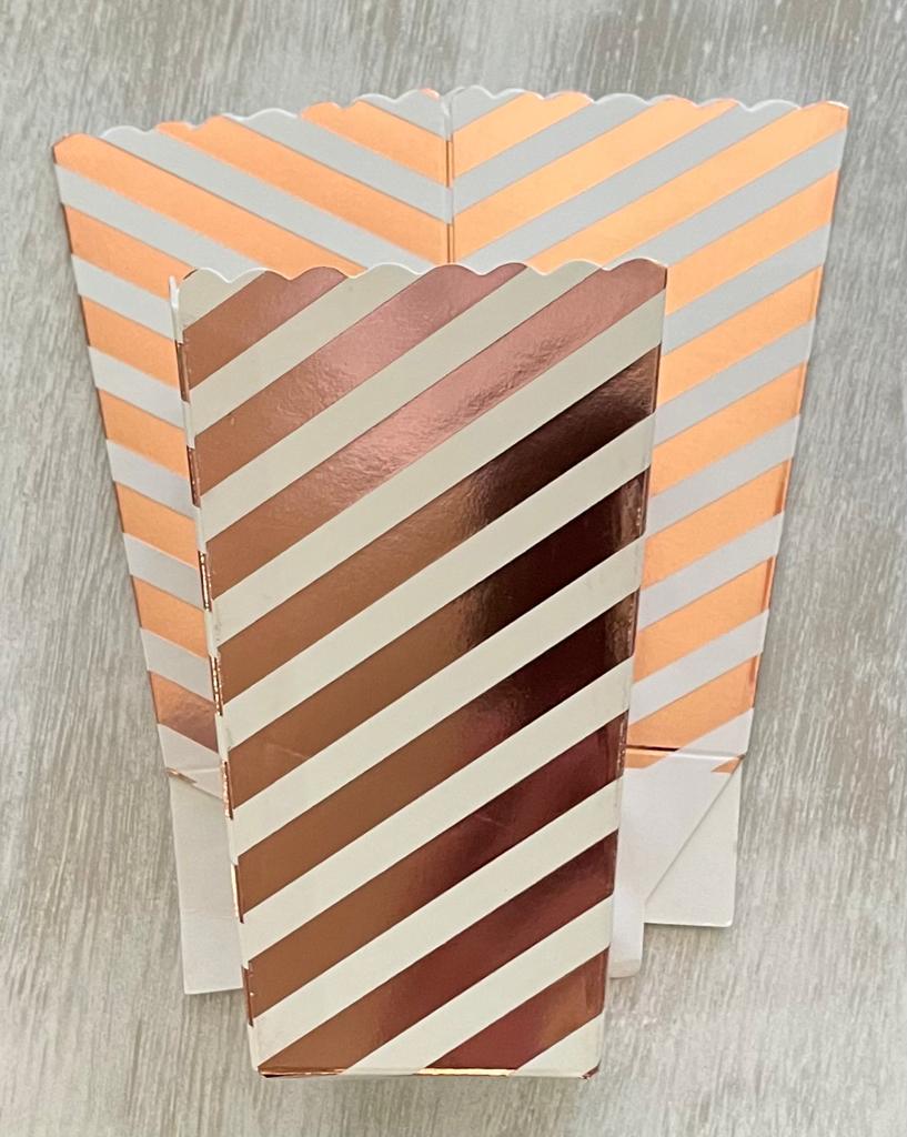 Rose Gold Metallic Paper Party Favor Boxes in Six (6) Varieties