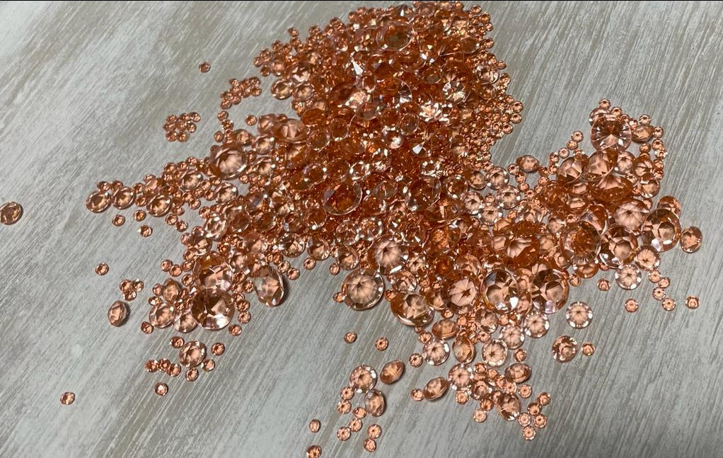 Rose Gold Faceted Acrylic Crystal Diamond Gem Confetti