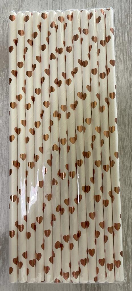 Rose Gold Metallic Biodegradable Recyclable Paper Straws in Six (6) Styles