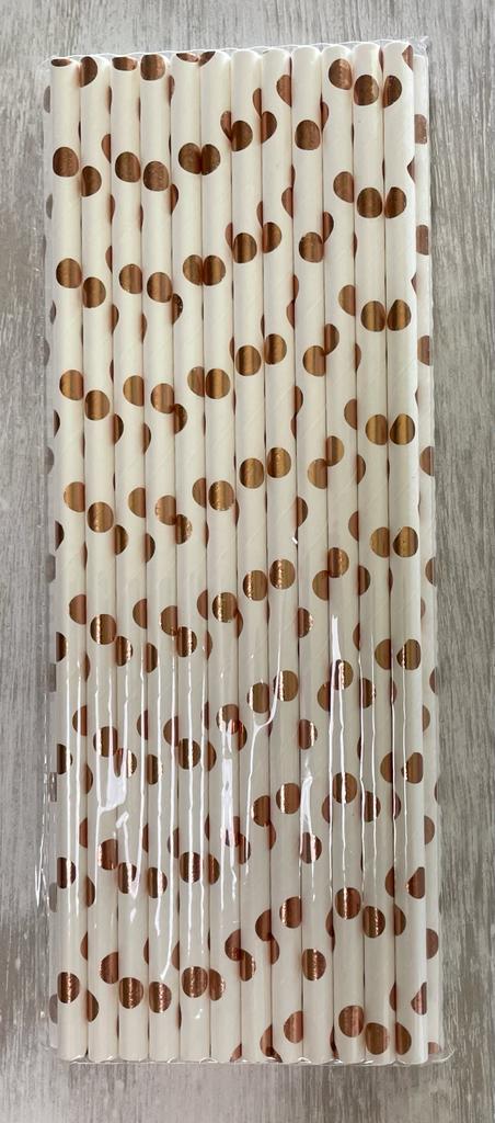 Rose Gold Metallic Biodegradable Recyclable Paper Straws in Six (6) Styles