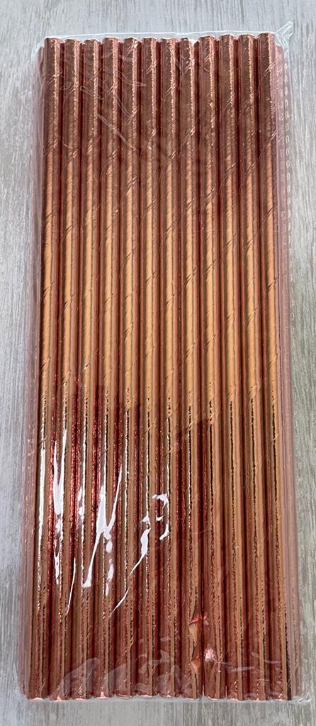 Rose Gold Metallic Biodegradable Recyclable Paper Straws in Six (6) Styles