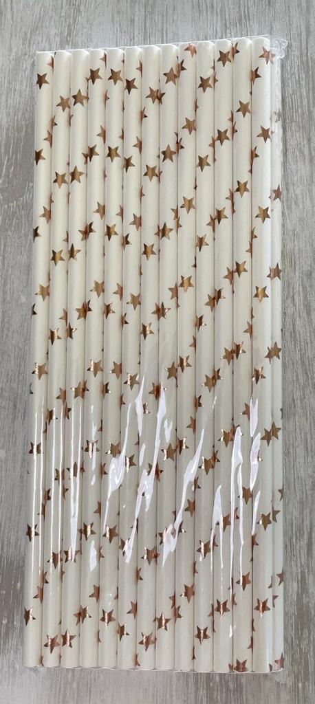 Rose Gold Metallic Biodegradable Recyclable Paper Straws in Six (6) Styles